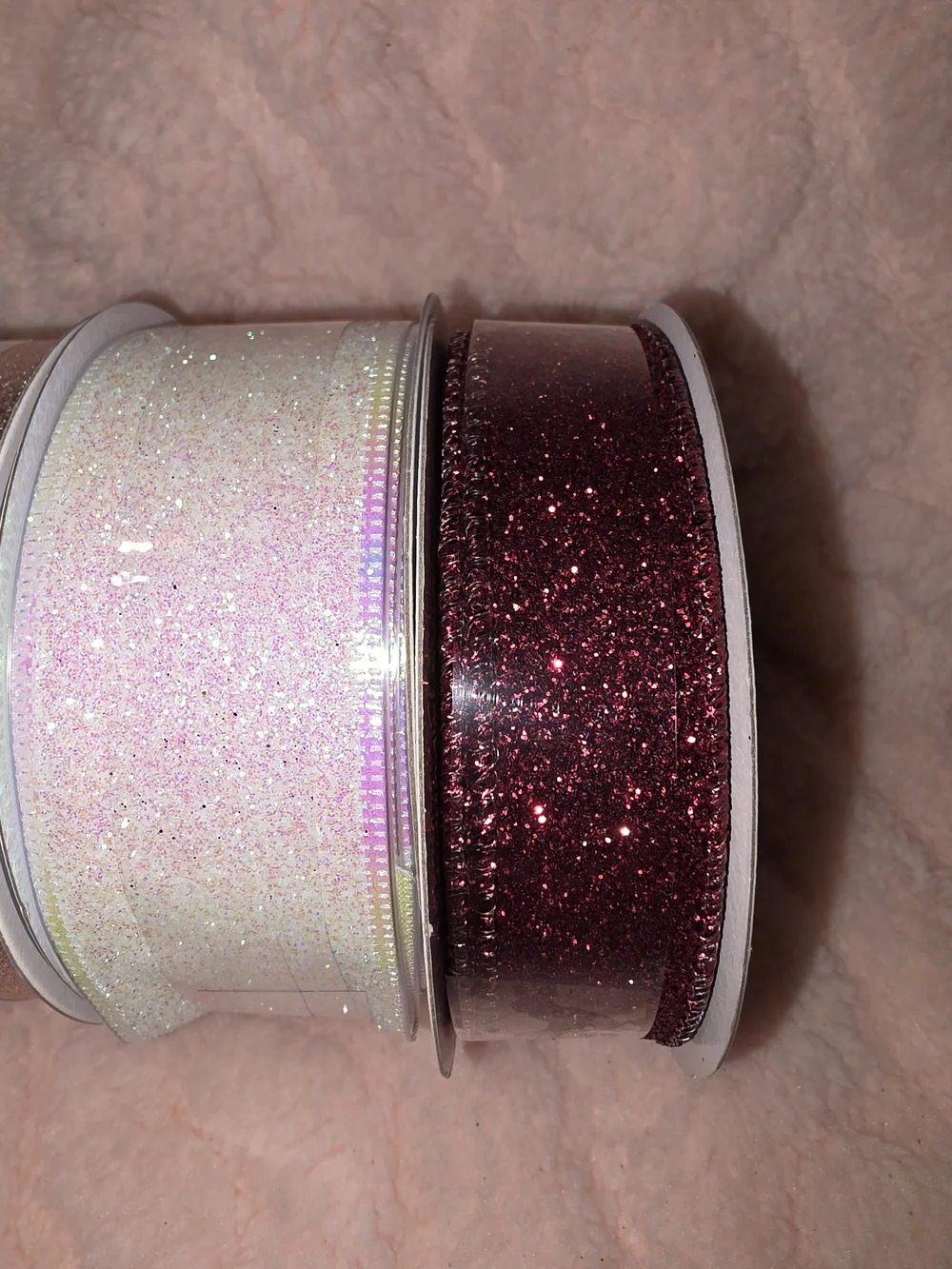 Assorted Glitter and Iridescent Ribbon Pack - Pink and White